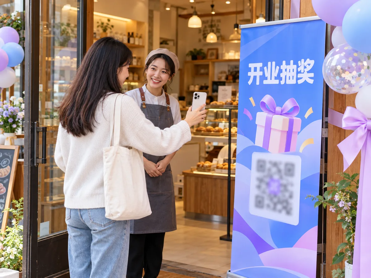开业抽奖引流(AI 生成示意图)