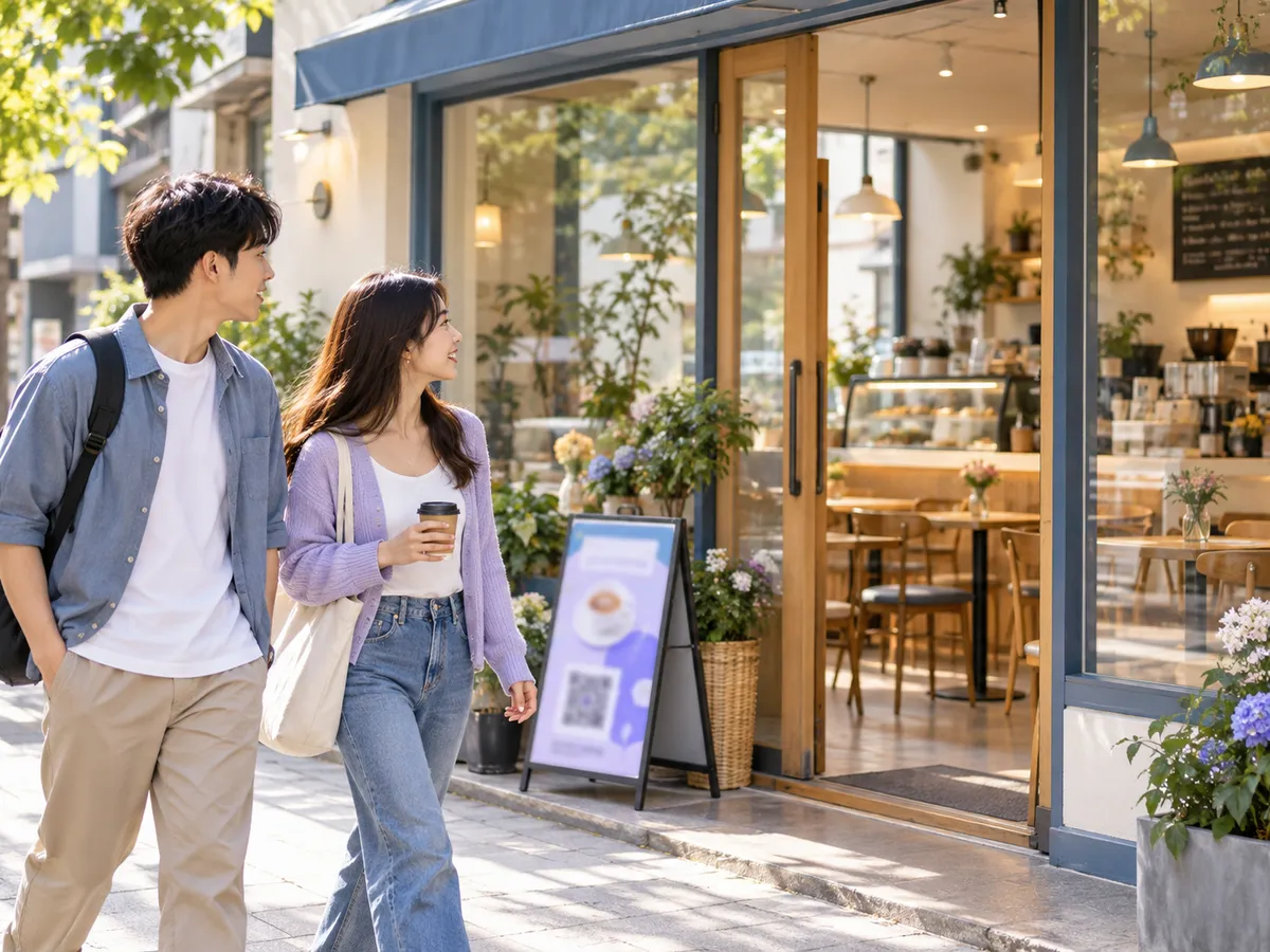 橱窗贴纸:不进店也能先领一张。(AI 生成示意图)